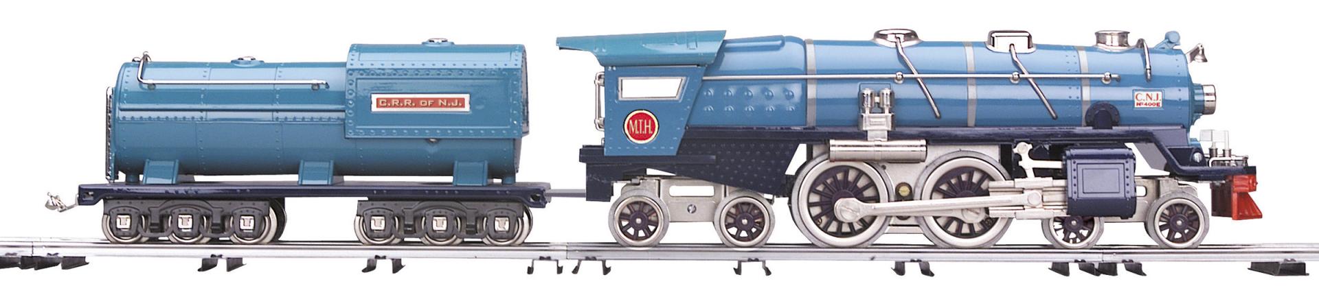 MTH 10-1356-1 - Tinplate 400E Steam Engine "Central New Jersey" w/ Nickel Trim & PS3 (Two-Tone Blue)