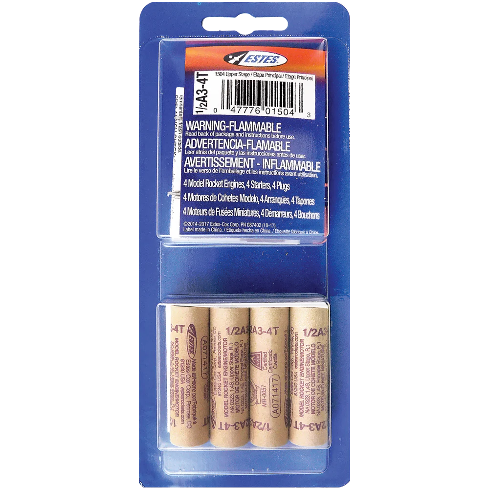 Estes 1504 - 1/2A3-4T Engines (4 Pack)
