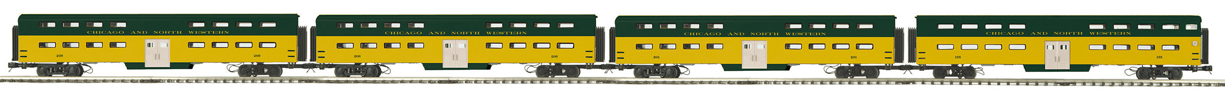 MTH - Premier - 70’ Bi-Level Gallery Car "Chicago & North Western” (6-Car) - Custom Run for MrMuffin'sTrains