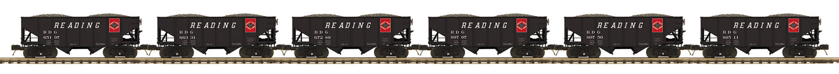 MTH 20-92407 - Premier - 2-Bay Fish Belly Hopper Car Set "Reading" (6-Car) Set 2