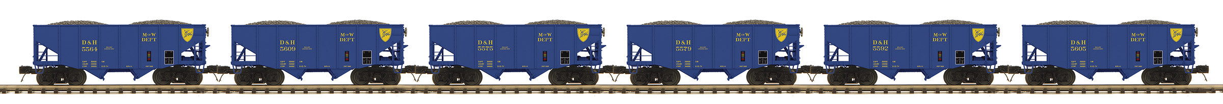 MTH 20-92413 - 2-Bay Fish Belly Hopper Car Set "Delaware & Hudson" (6-Car) Set 2