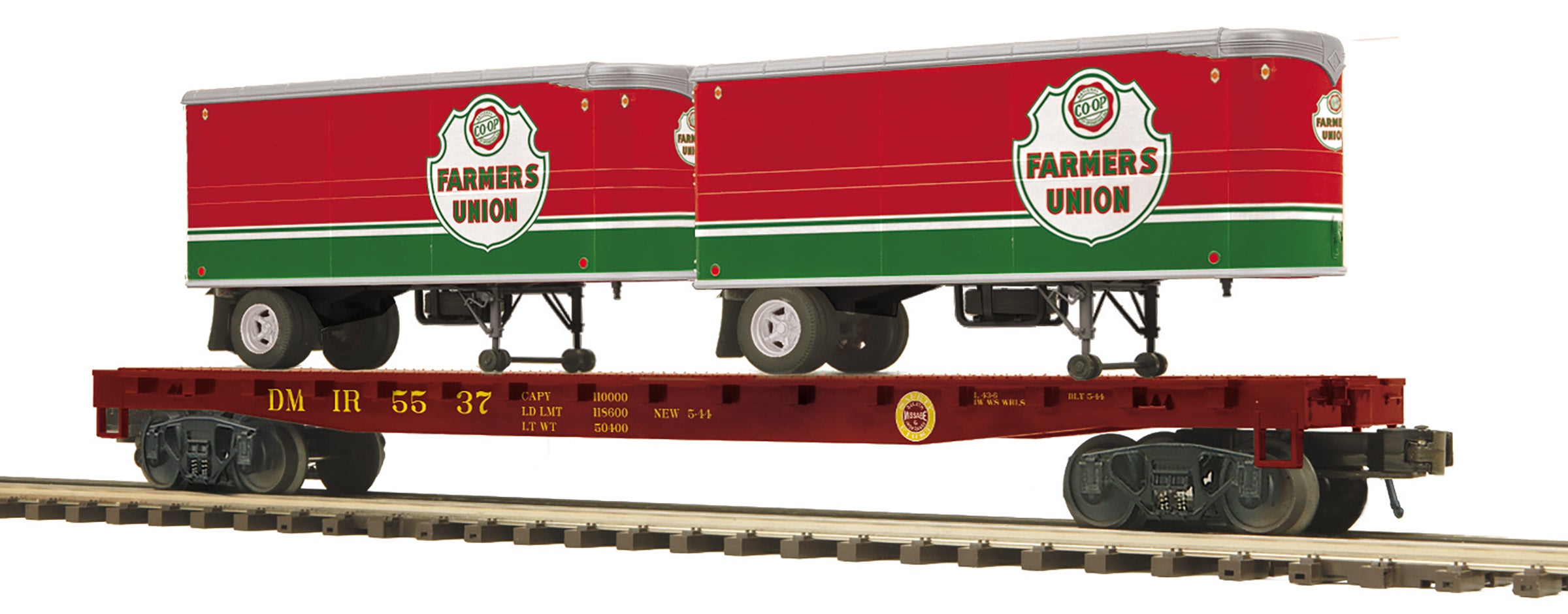 MTH 20-95714 - Flat Car "Duluth Missabe & Iron Range" w/ (2) PUP Trailers (Union Grease)