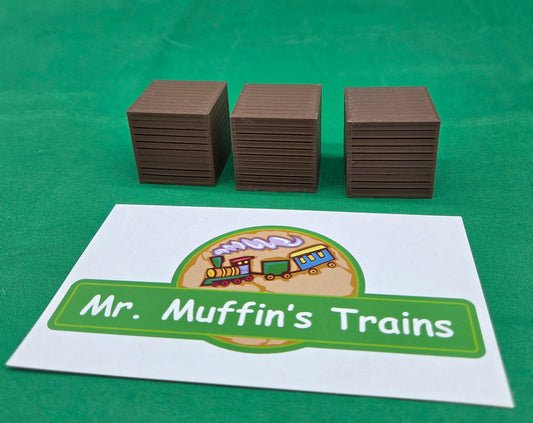 Trackside 3D #L3 - 3D Printed Flat Load - Wood Box (3-Pack)