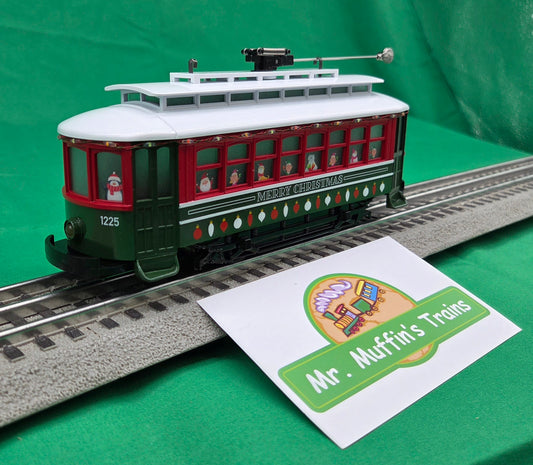 MTH 30-5266 - RailKing - Bump-n-Go Trolley "Christmas" #1225 w/ LED Lights