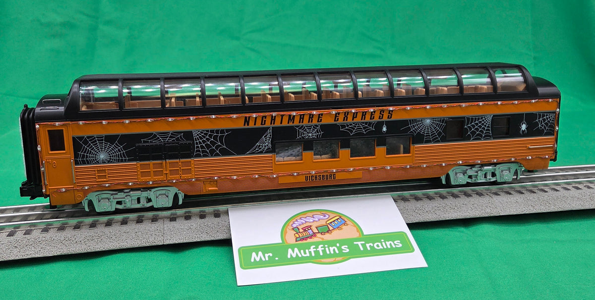 MTH 30-68305 - RailKing - 60’ Streamlined Full-Length Vista Dome Car "Halloween" #Vicksburg w/ LED Lights
