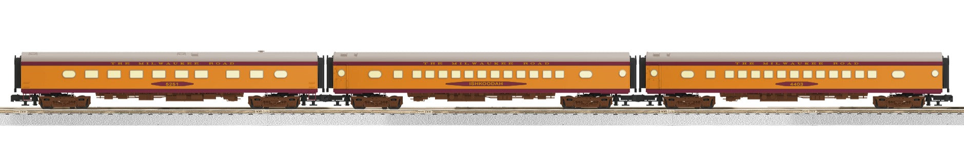 Lionel 2427380 - 18" Aluminum Passenger Car "Milwaukee Road" (3-Car) Hiawatha