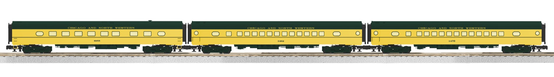 Lionel 2427470 - 18" Aluminum Passenger Car "Chicago & North Western" (3-Car)