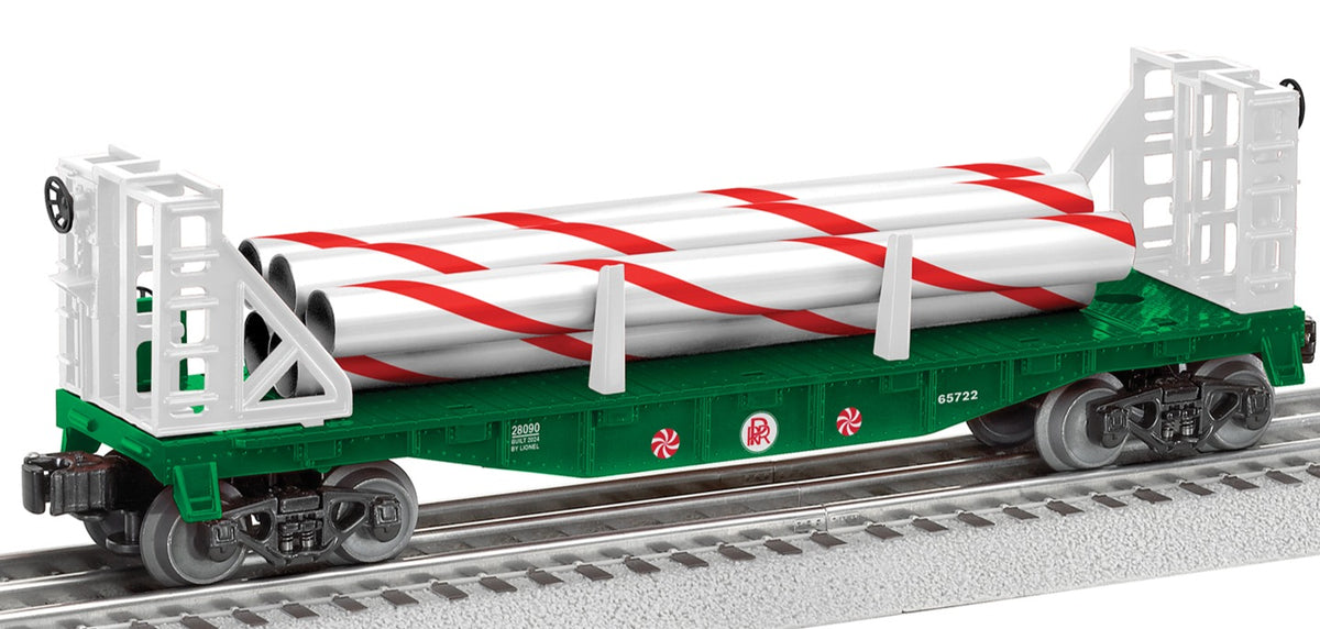Lionel 2428090 - Bulkhead Flatcar "Peppermint Railroad Transport" #65722 - MrMuffin'sTrains