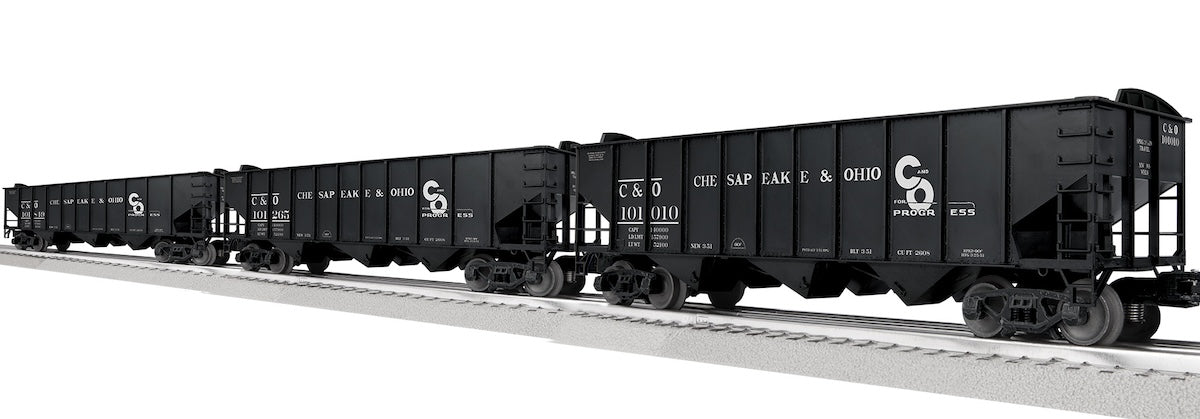 Lionel 2542210 - 3-Bay Hopper w/Peaked Ends "Chesapeake & Ohio" Pack A (3-car)