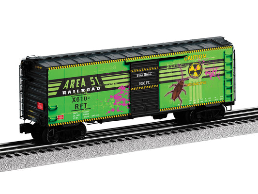 Lionel 2626610 - Boxcar "Area 51" #X610-RFT w/ Sounds (Radioactive) - MrMuffin'sTrains
