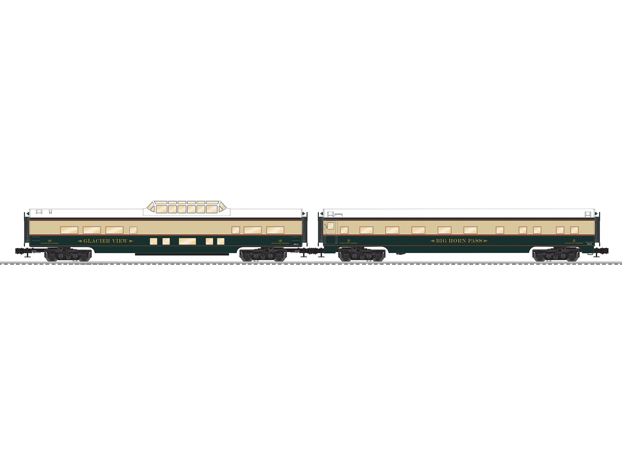 Lionel 2627270 - 18" Aluminum Passenger Car "Burlington Northern" (2-Car)