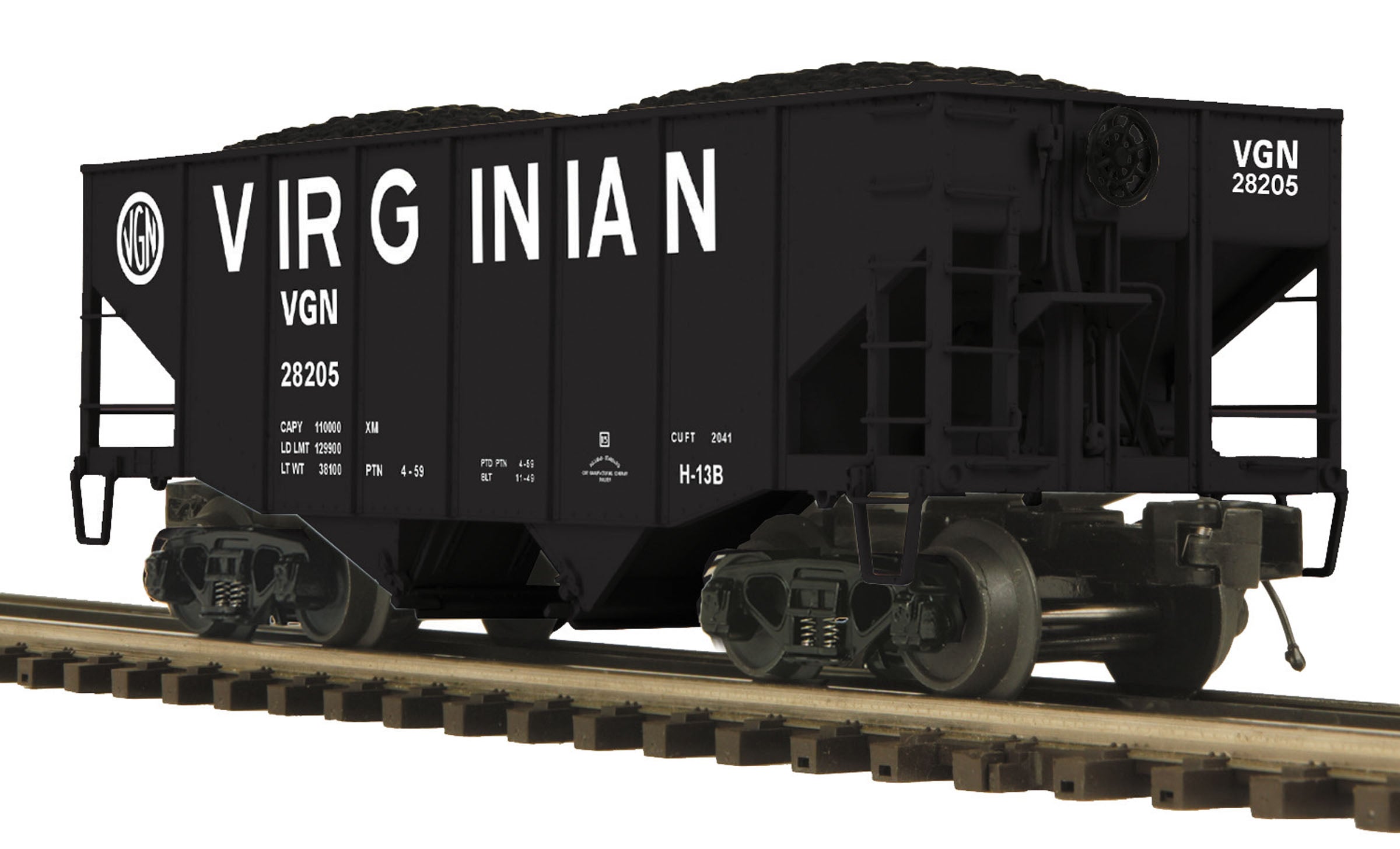 MTH 20-957VAS2 - 2-Bay Fish Belly Hopper Car "Virginian" #29074 - Custom Run for MrMuffin'sTrains