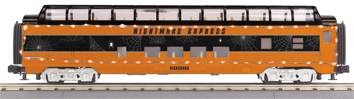 MTH 30-68305 - RailKing - 60’ Streamlined Full-Length Vista Dome Car "Halloween" #Vicksburg w/ LED Lights
