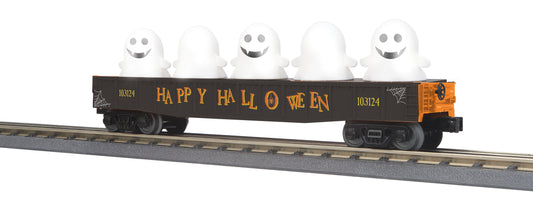MTH 30-72245 - RailKing - Gondola Car "Halloween" w/ Flickering Lighted Ghosts (Black)