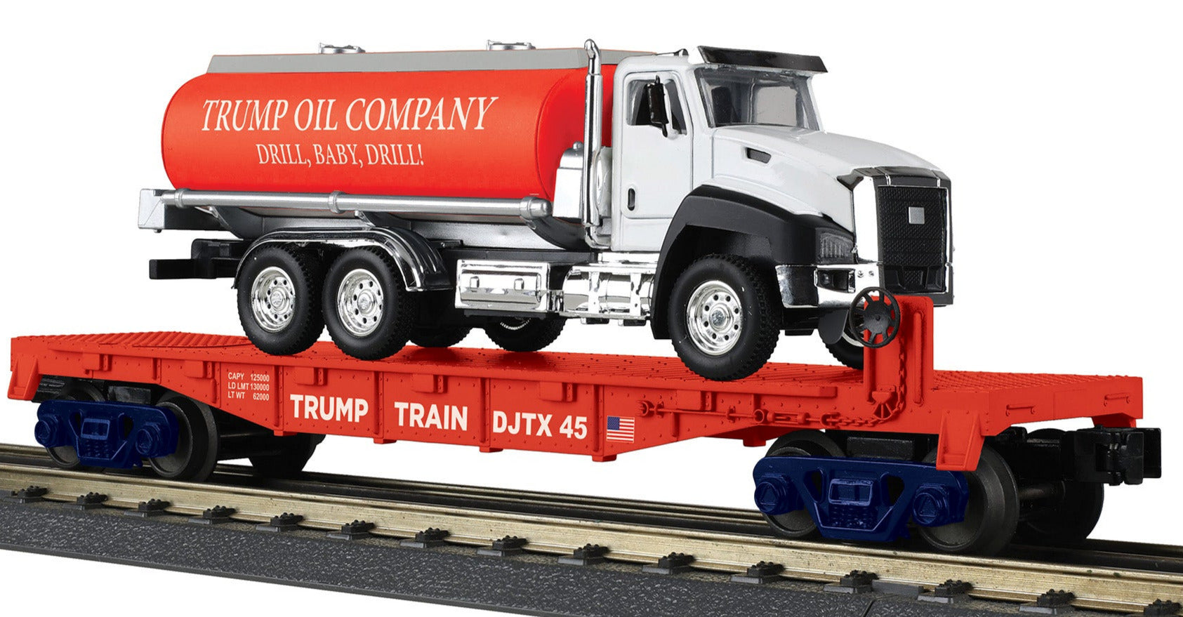 MTH 30-76938 - Flat Car "Donald J. Trump" #DJTX 45 w/ Tanker Truck