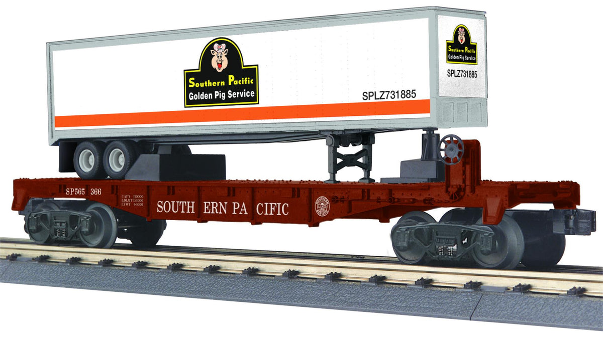 MTH 30-76958 - RailKing - Flat Car "Southern Pacific" #565366 w/ 40’ Trailer