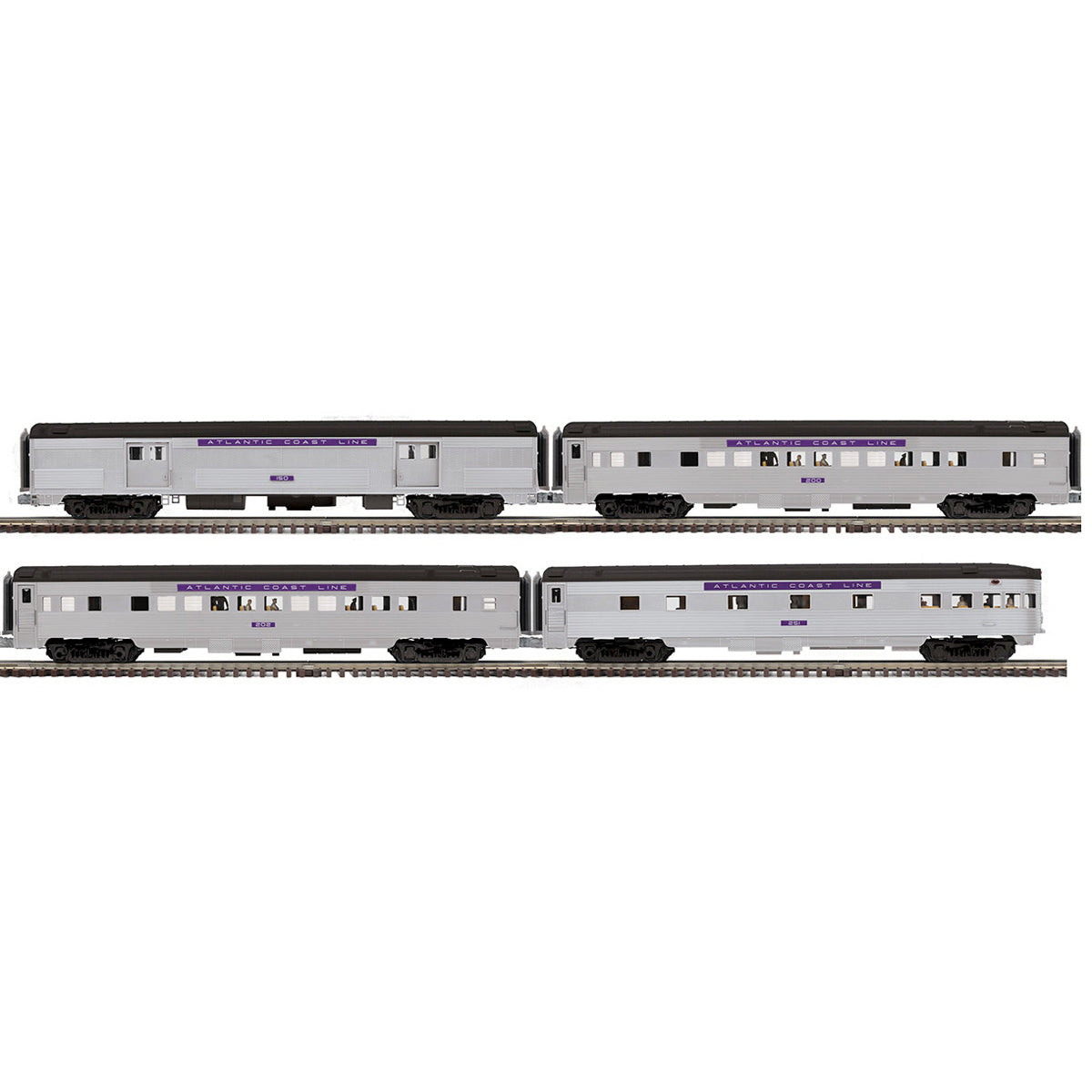 Atlas O 3001943 - Premier - 70' Streamlined Passenger Car Set "Atlantic Coast Line" (4-Car)