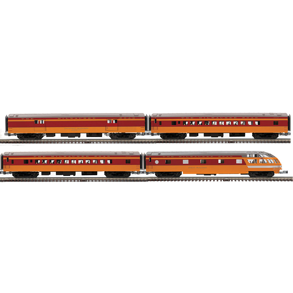Atlas O 3001955 - Premier - 70' Streamlined Passenger Car Set "Milwaukee Road" (4-Car) - MrMuffin'sTrains