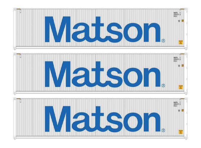 Walthers HO 949-18253 - SceneMaster - 40' Hi Cube Corrugated Container "Matson" (3 Pack)