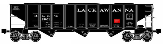 Ready Made Trains RMT-66280 - 70 Ton 3-Bay Coal Hopper Car "Lackawanna"