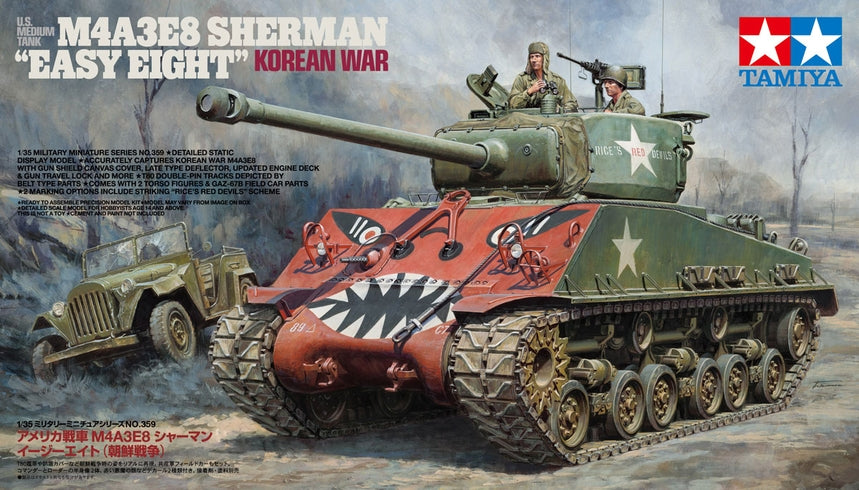 Tamiya 35359 - U.S. Medium Tank M4A3E8 Sherman - Easy Eight Korean War - 1/35 Scale Model Kit