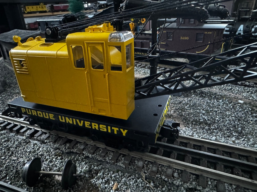 MTH 30-79665PU - American Crane Car "Purdue" - Custom Run for MrMuffin'sTrains