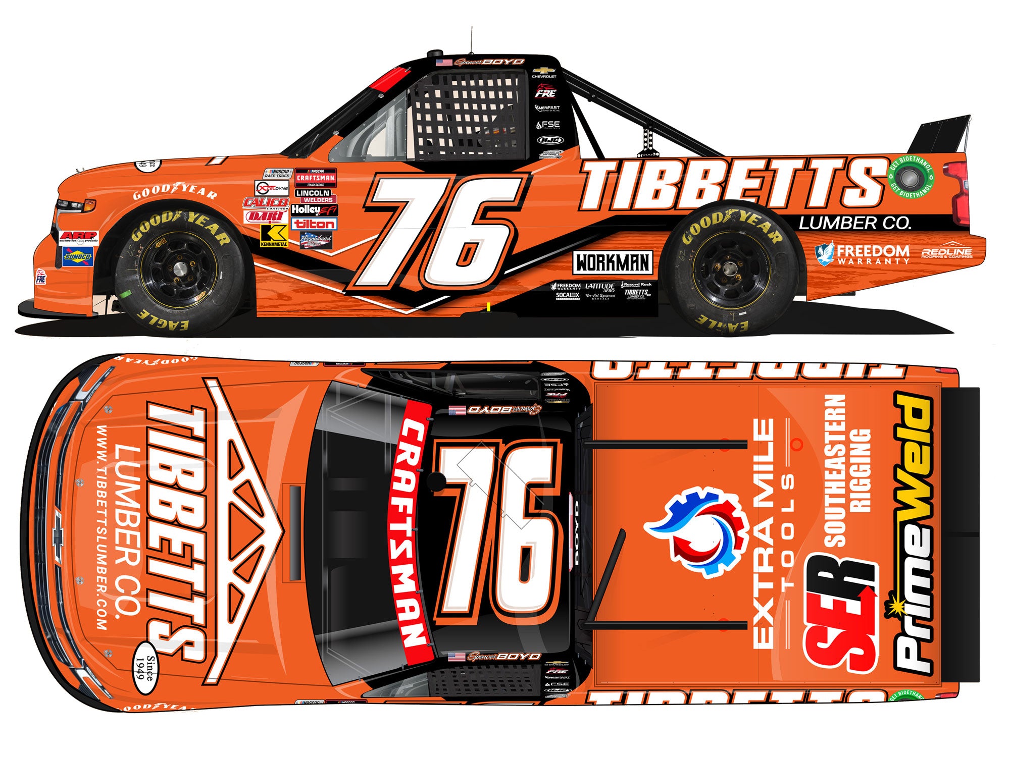 Lionel Racing - NASCAR Cup Series 2024 - Spencer Boyd - #76 Tibbets Lumber