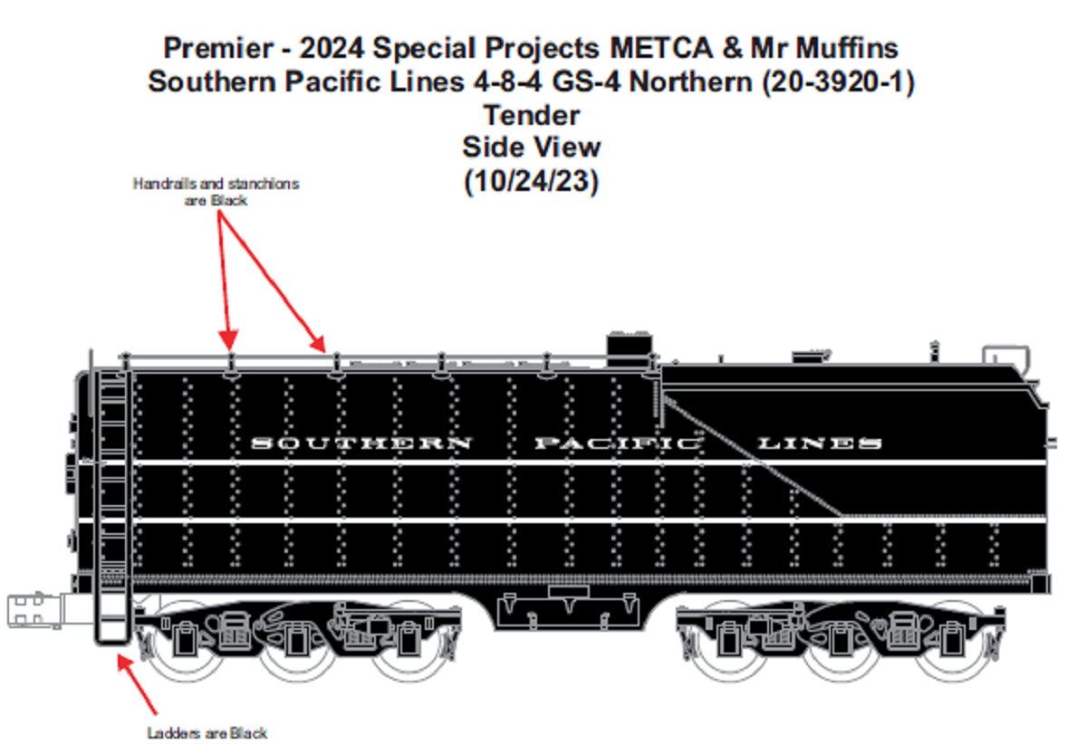 MTH 20-3920-1 - 4-8-4 GS-4 Steam Engine "Southern Pacific Lines" #4449 w/ PS3 (Black) - Custom Run for MrMuffin'sTrains / METCA