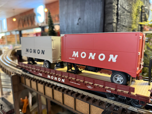 Lionel 2426850 - 50' Flatcar "Monon" w/ 20' Trailers - Custom Run for MrMuffin'sTrains - MrMuffin'sTrains