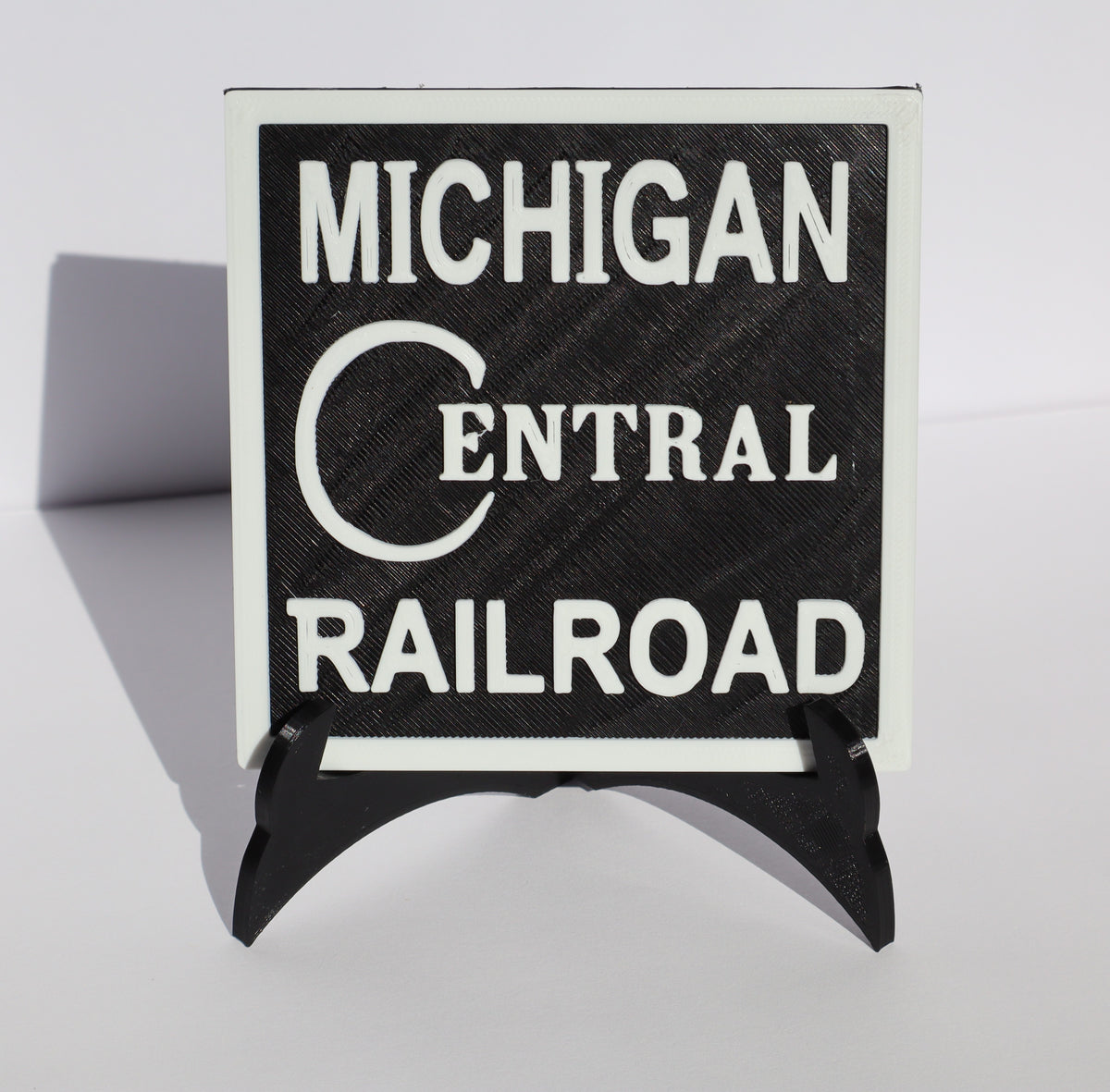 Trackside 3D #01 - 3D Printed Railroad Signs - Plate Stand (Black)