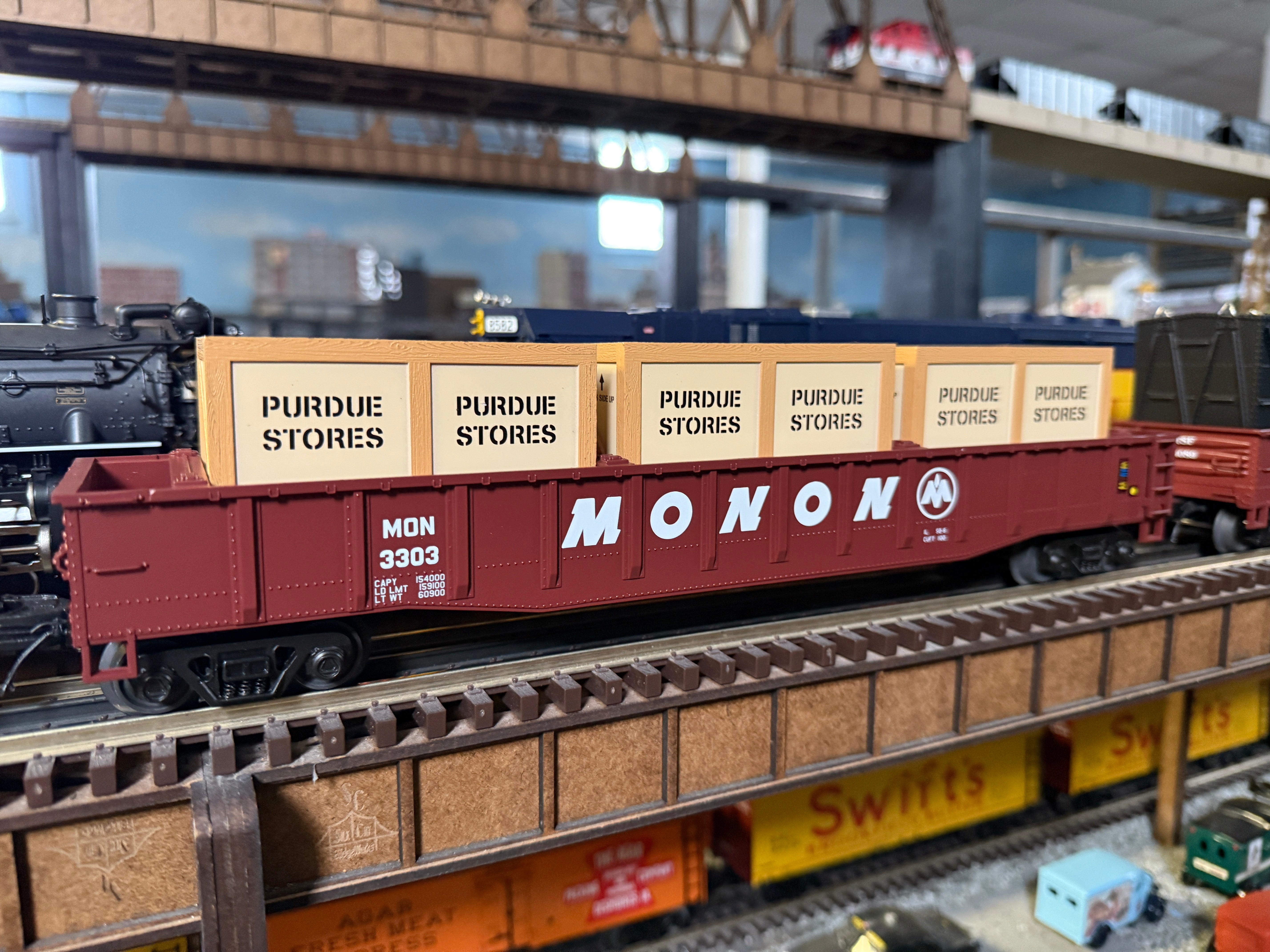 MTH 20-95697 - Gondola Car "Monon" #3301 w/ LCL Containers (Purdue) - Custom Run for MrMuffin'sTrains