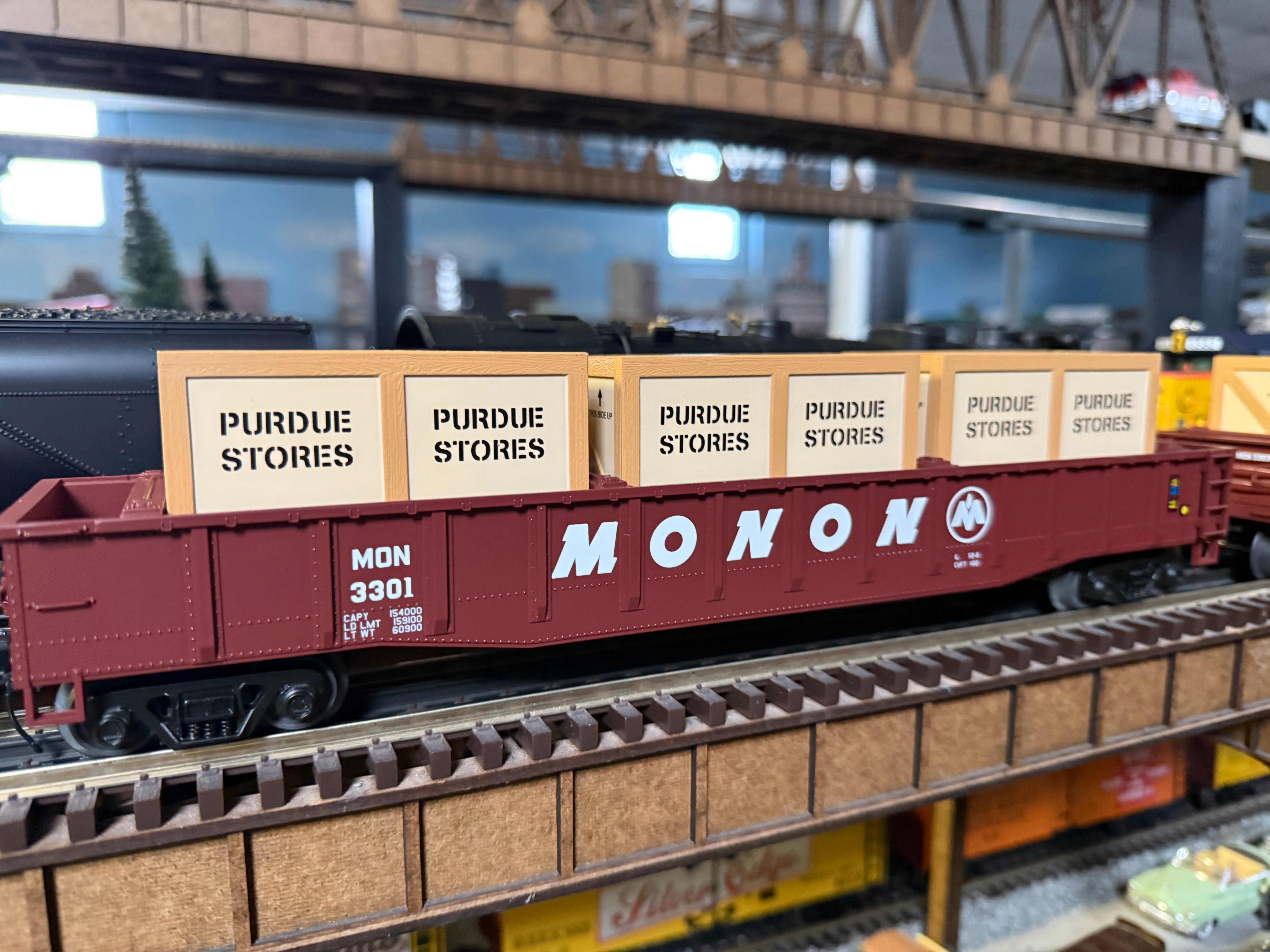 MTH 20-95698 - Gondola Car "Monon" #3303 w/ LCL Containers (Purdue) - Custom Run for MrMuffin'sTrains