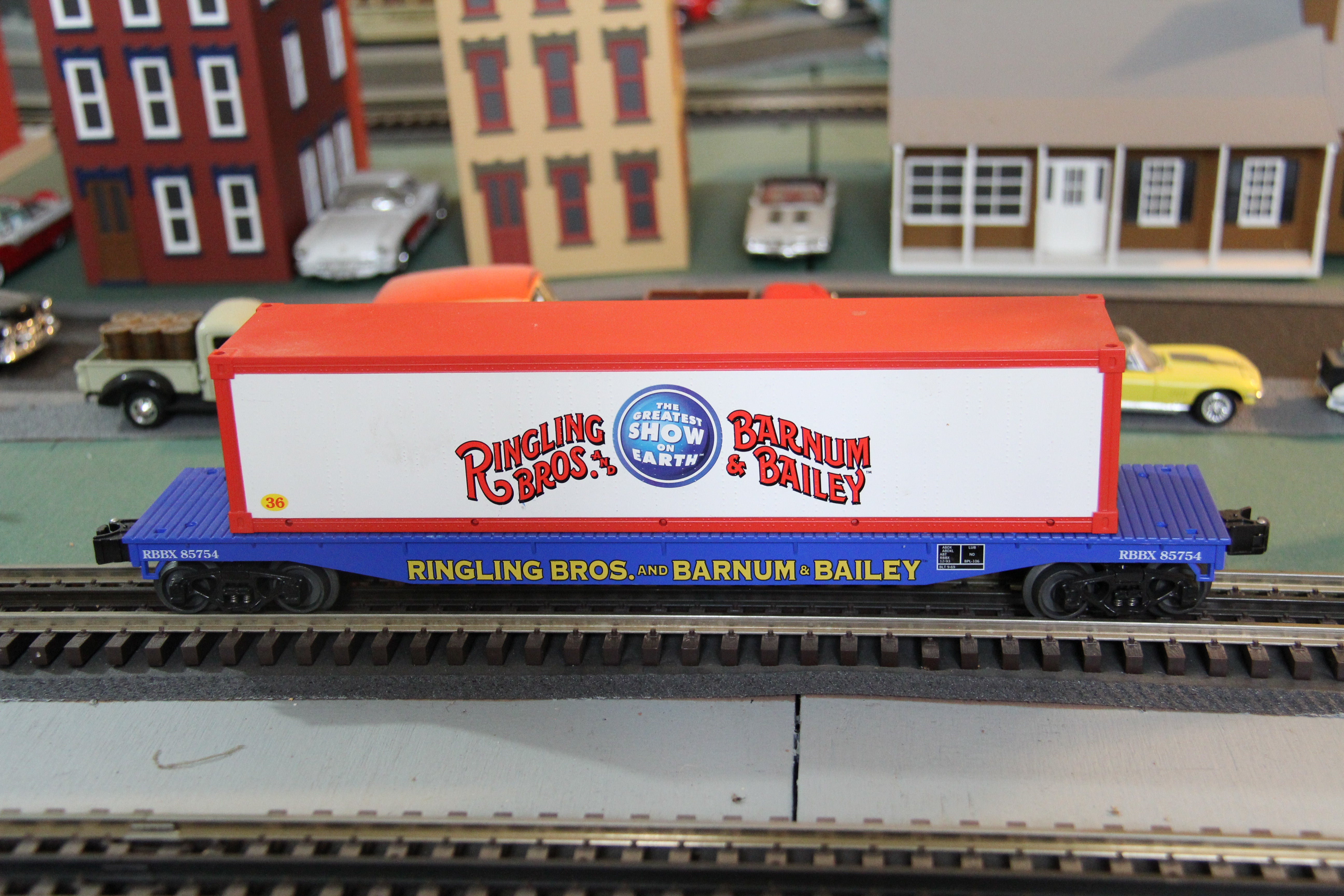 K Line 6-21470 Ringling Bros Flat Car w/ Container-Second hand-M4261