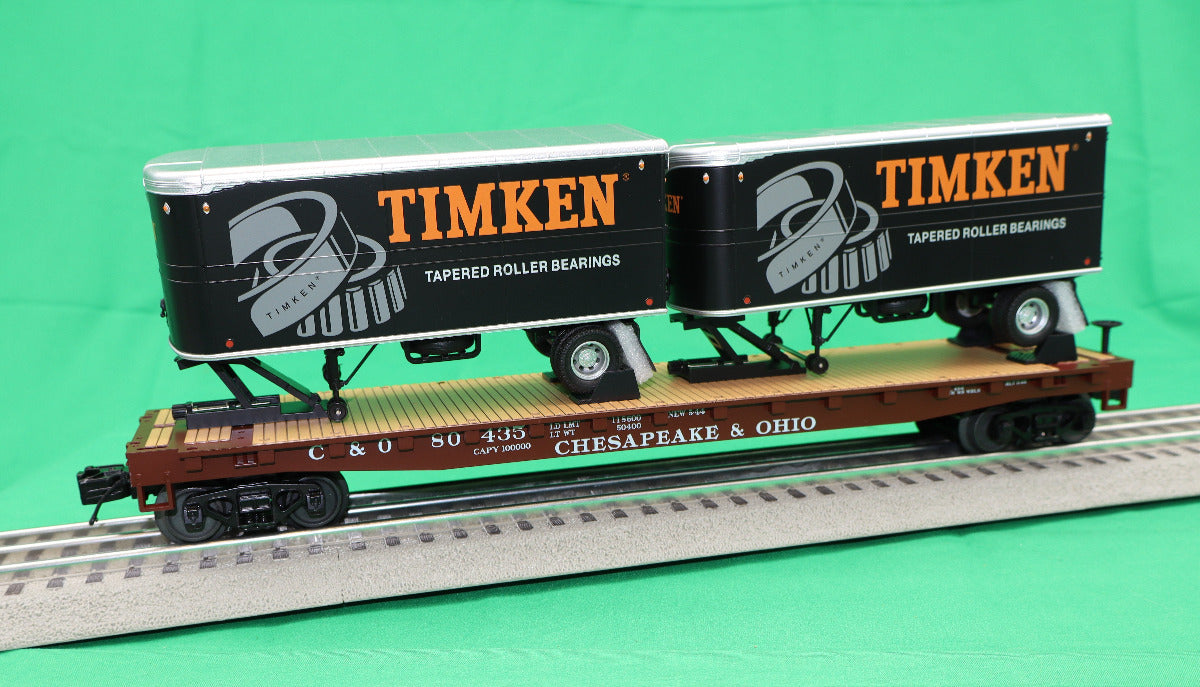 MTH 20-95712 - Flat Car "Chesapeake & Ohio" w/ (2) PUP Trailers (Timken)