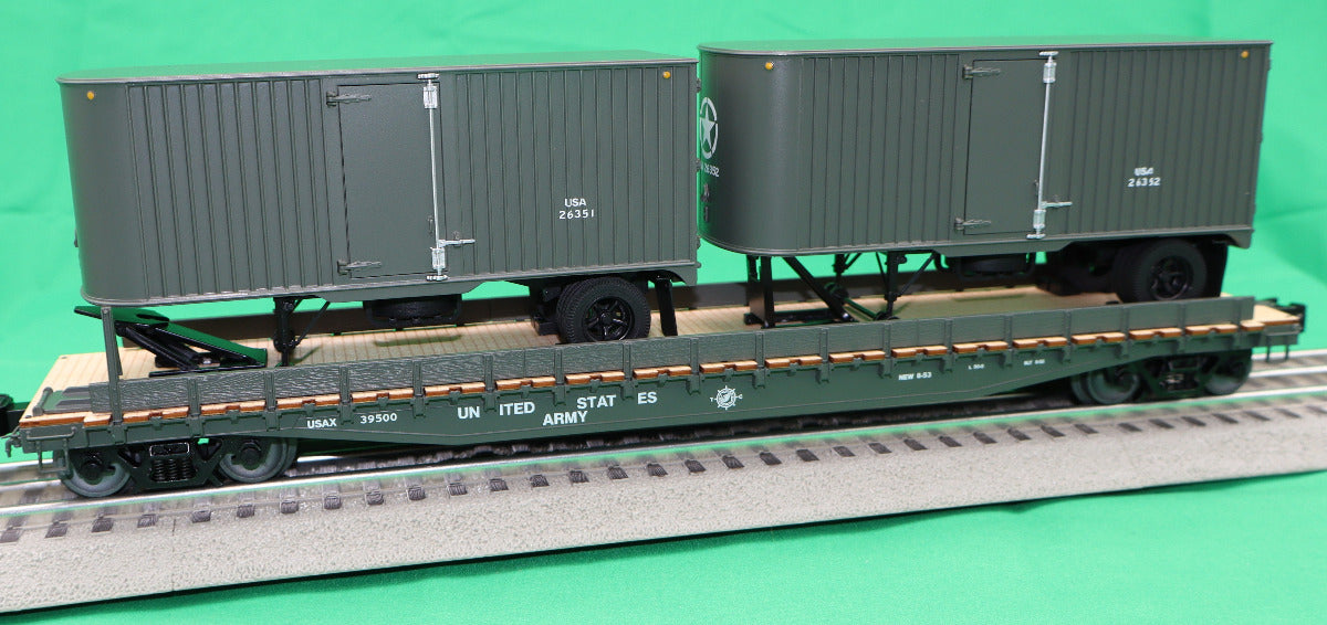Lionel 2526350 - Flat Car "U.S. Army" w/ 2 Trailers #39500
