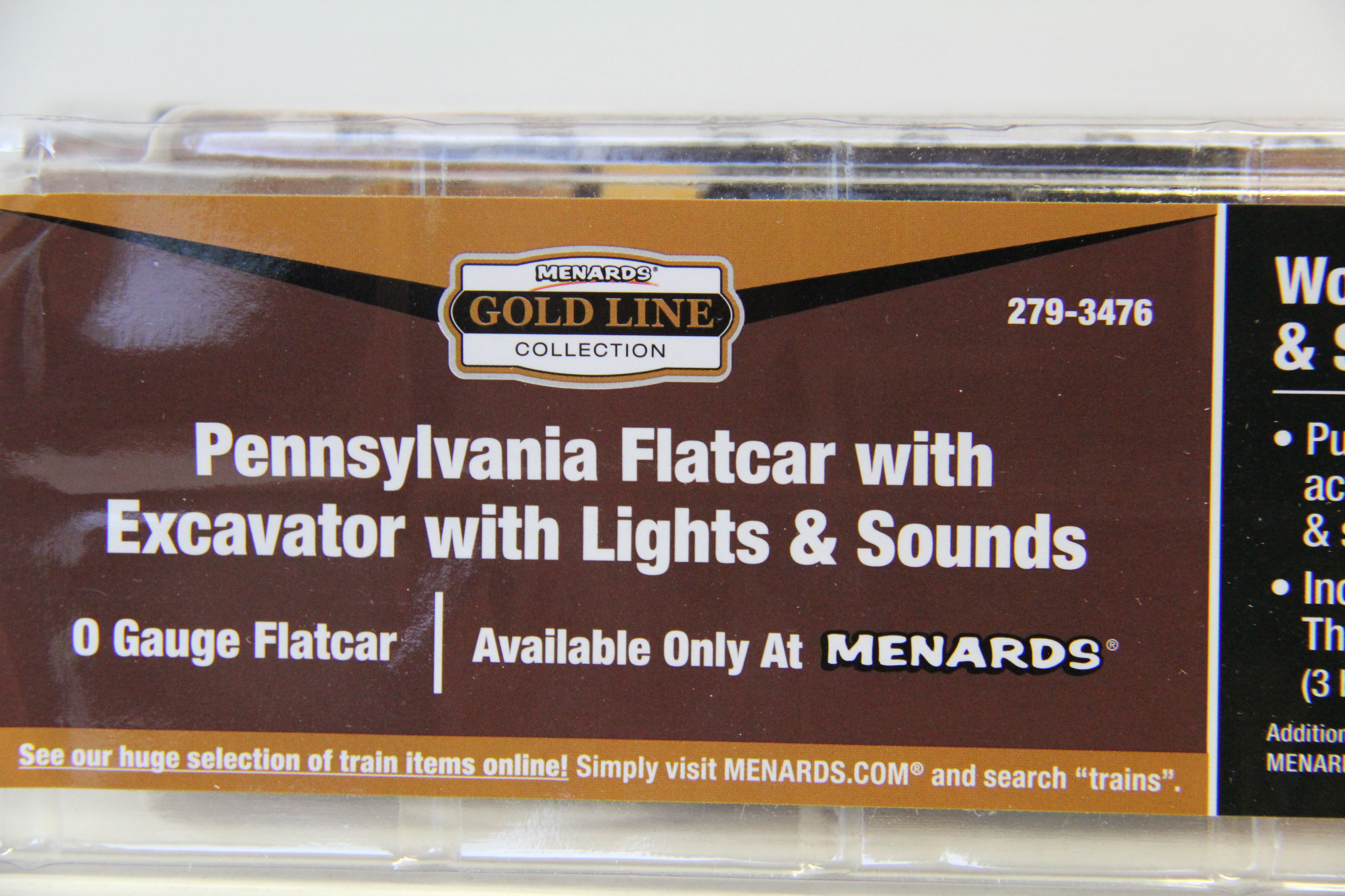 Menards 279-3476 Pennsylvania Flatcar w. Excavator w. Lights & Sounds-Second hand-M4510