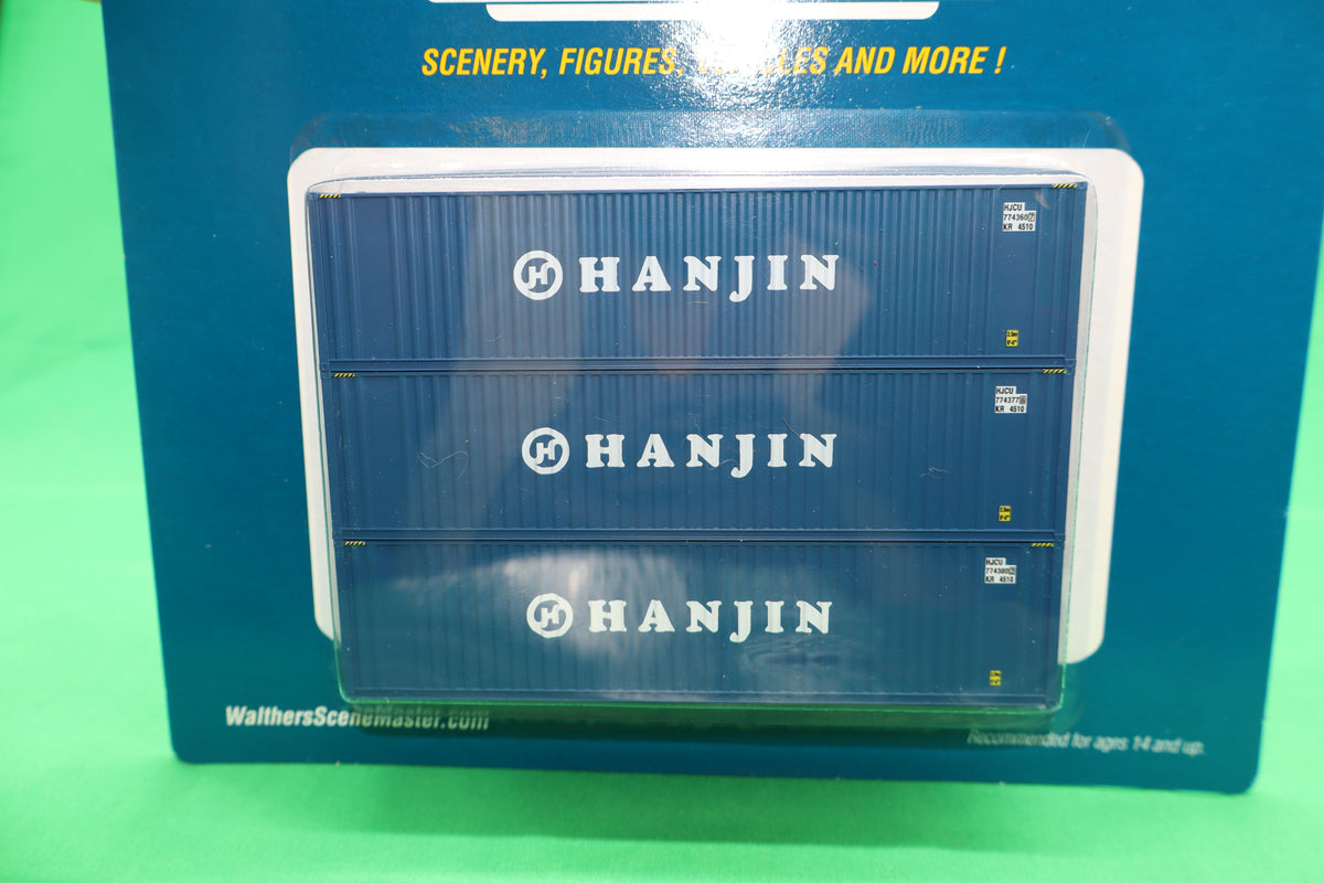 Walthers HO 949-18201 - SceneMaster - 40' Hi Cube Corrugated Container "Hanjin" w/ Flat Roof (3 Pack)