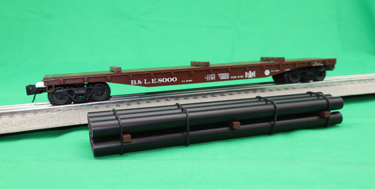 Atlas O 3001881 - Trainman - 52'6" Flat Car "Bessemer & Lake Erie" w/ Pipe Load
