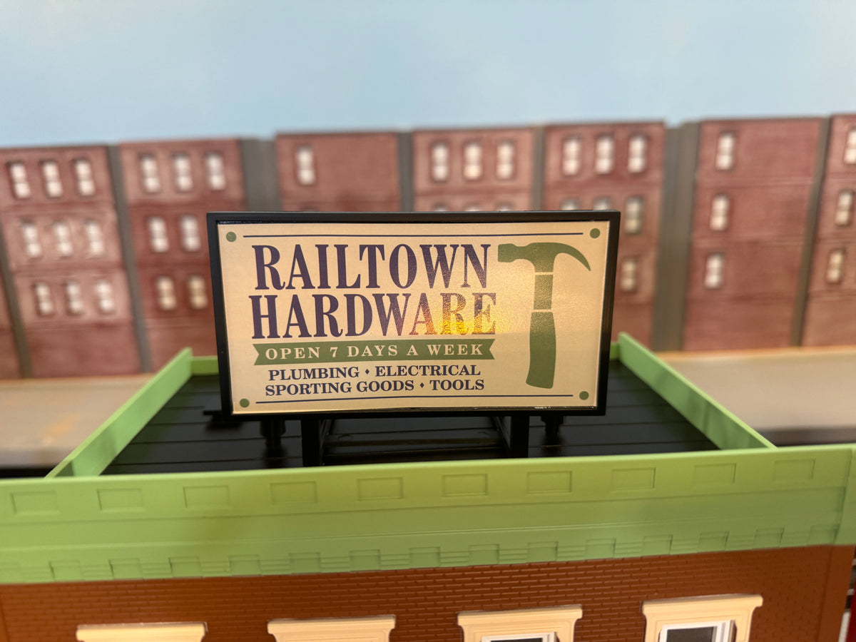 MTH 30-90658 - 3-Story City Building 1 "Railtown Hardware" - MrMuffin'sTrains