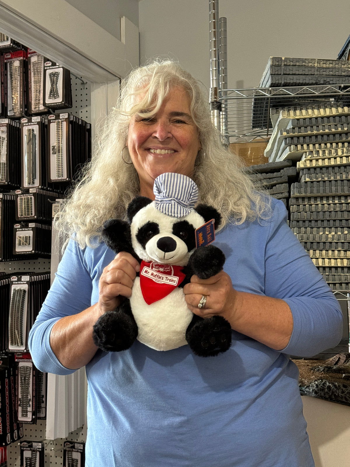Stuffed Animal - Large Engineer Panda Bear - MrMuffin'sTrains