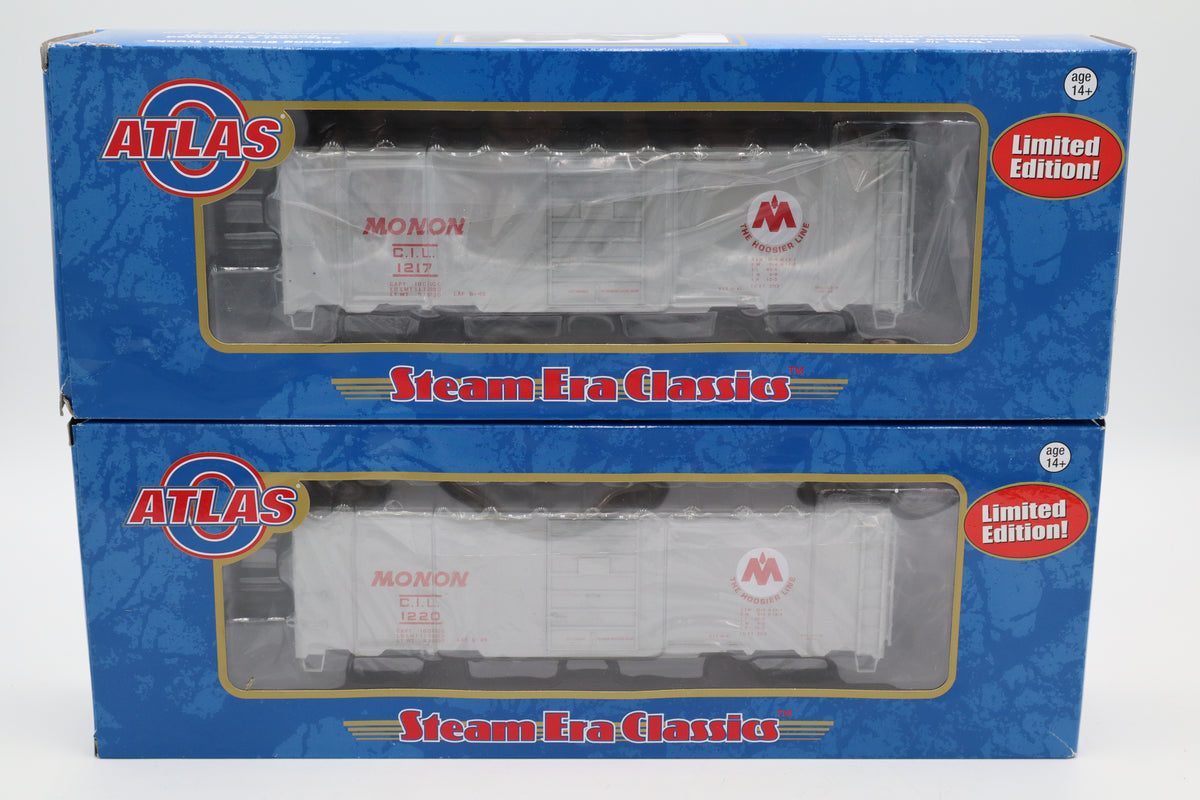 Atlas #3001839-1, -2 Monon 40' 1937 AAR Single Door Box Car-2 Set-Second hand-M8470