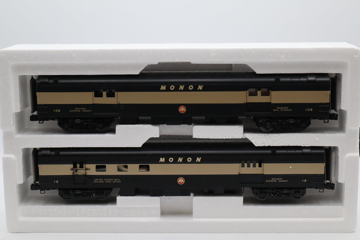 MTH 20-64137 Monon 2 Car 70' Streamlined Baggage/RPO Passenger Set-Smooth-Second hand-M8479