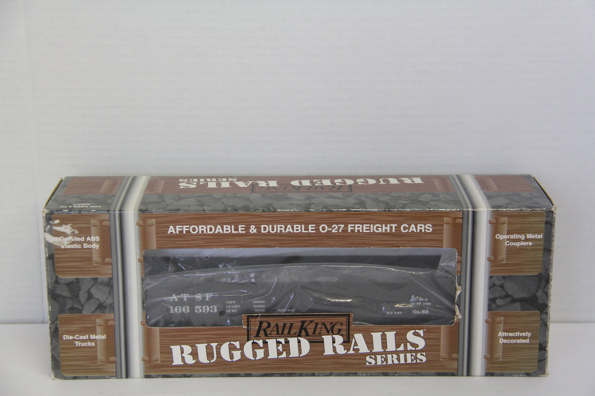 o27 Rail King Rugged Rails Series 33-7201 Santa Fe Gondola Car w/ I-Beam Load-Second hand-M7696