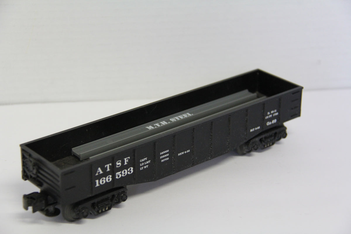 o27 Rail King Rugged Rails Series 33-7201 Santa Fe Gondola Car w/ I-Beam Load-Second hand-M7696