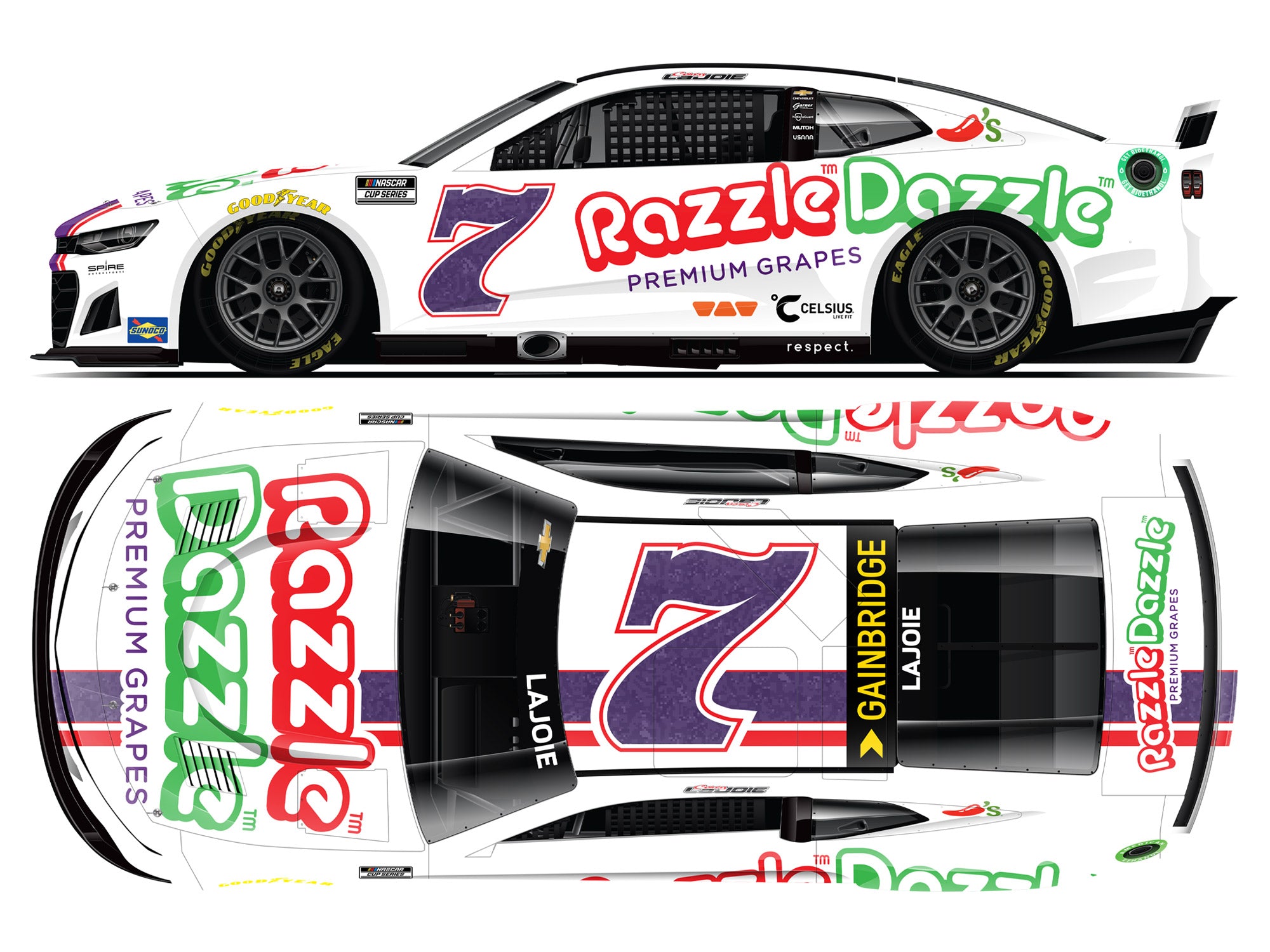 Lionel Racing - NASCAR Cup Series 2024 - Corey LaJoie - #7 Razzle Dazzle Throwback