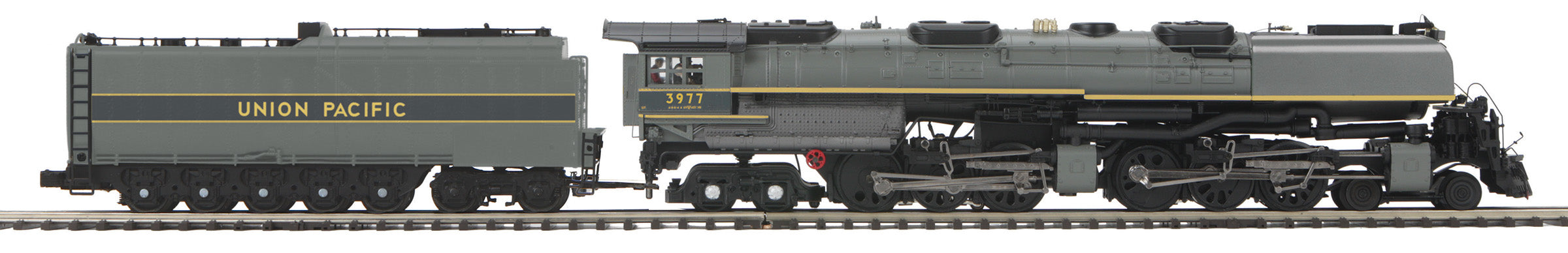 MTH 20-3897-1 - 4-6-6-4 Challenger Steam Engine "Union Pacific" #3977 w/ PS3 + Smoke Deflectors (Two-Tone Gray w/ Yellow Stripes - Oil Tender)