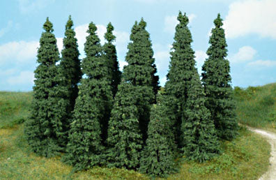 Scenic Express HK1435 - 4¾"- 6¼" Dark Flocked Fir Forest (18 Pack)