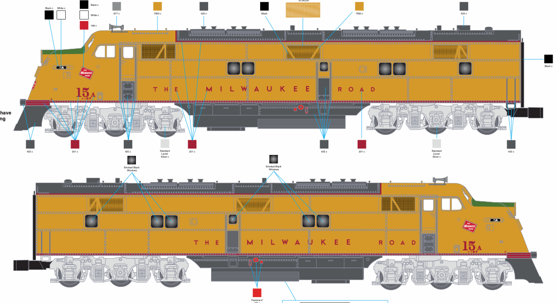 Lionel 2433020 - Legacy E6 AA Diesel Locomotive "Milwaukee Road" #15A, 15B (Yellow) - Custom Run for MrMuffin'sTrains