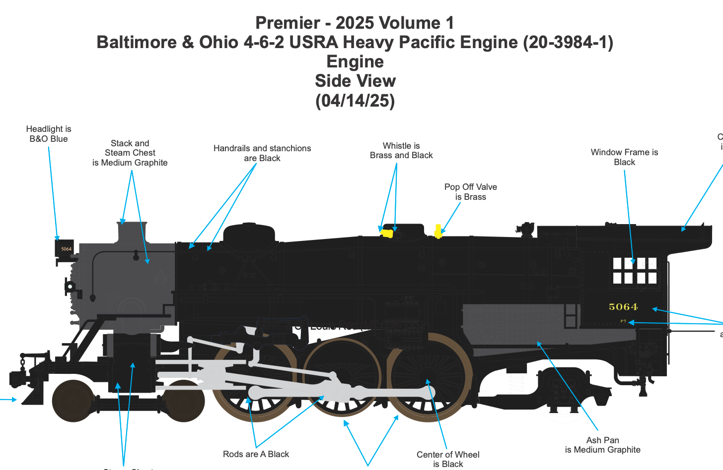 MTH 20-3984-1 - 4-6-2 USRA Heavy Pacific Steam Engine "Baltimore & Ohio" #5064 (Black) w/ PS3 - Custom Run for MrMuffin'sTrains
