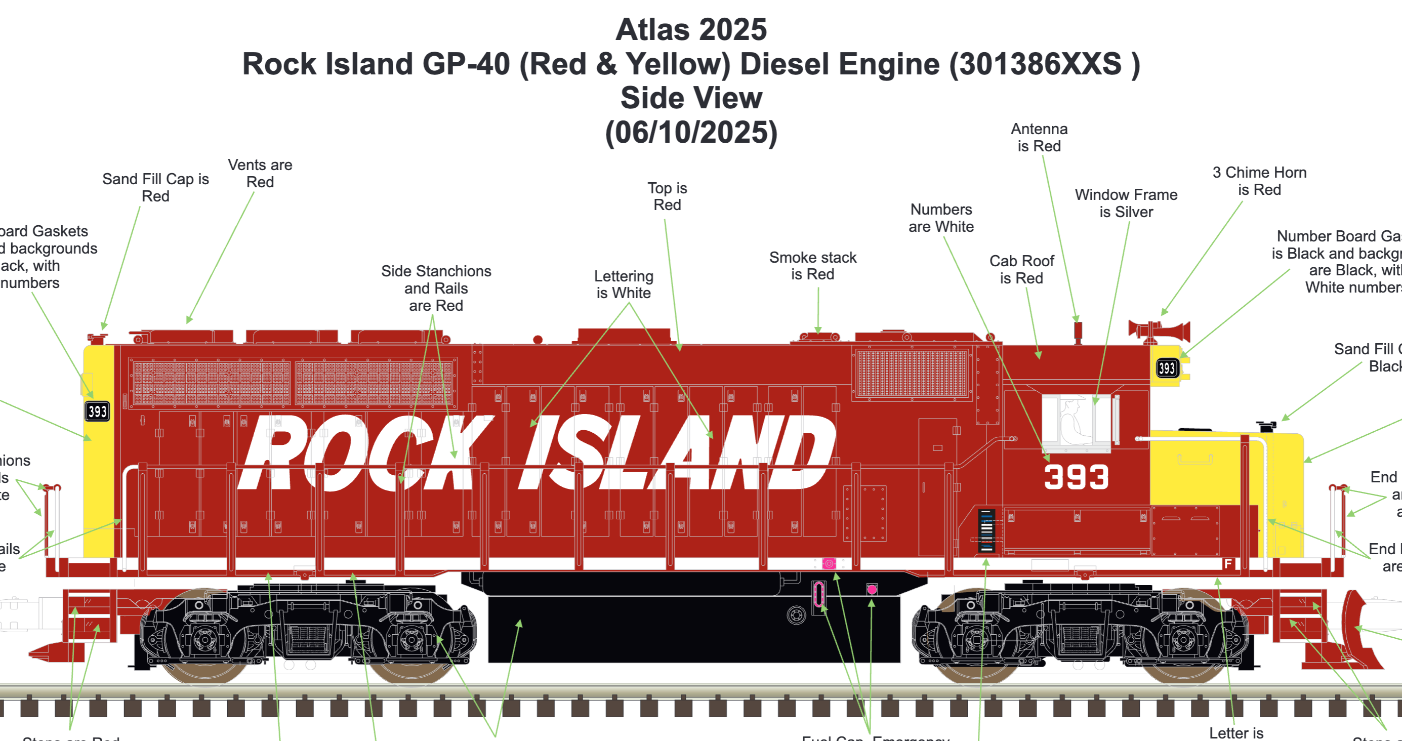 Atlas O 30138692S - Premier - GP40 Diesel Locomotive "Rock Island" #393 - Custom Run for MrMuffin'sTrains